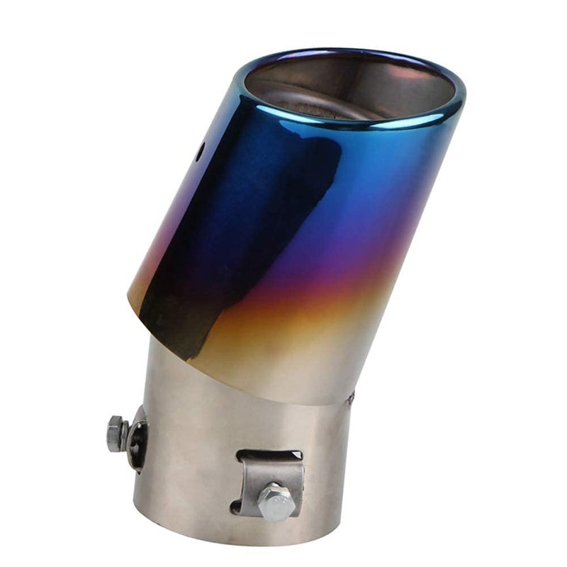 idain Universal Curved Type Stainless Steel Bolt-On Car Exhaust Tail Muffler Tip Pipes Fit Pipes Diameter 1.5" to 2.1",Blue Burnt - Image 4